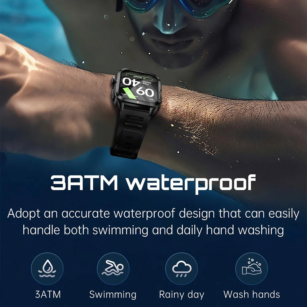 KT89 1.96 Inch IPS Screen Rugged Smartwatch for Outdoor Sports Waterproof Heart Rate Sleep Monitor - Black - 7