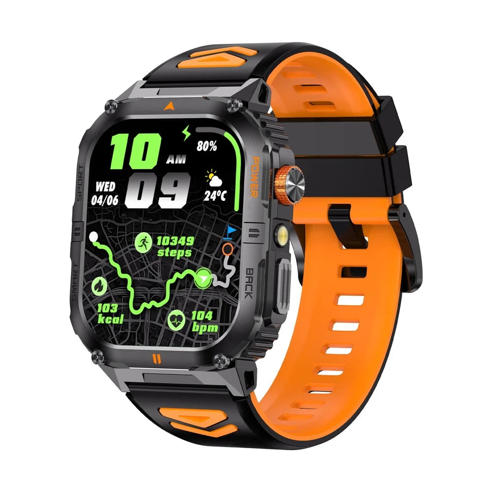 YK12 IP68 Waterproof 2.0 Inch HD Screen Health Monitoring Sports Smart Watch for Android  /  iOS - Orange+Black - 1