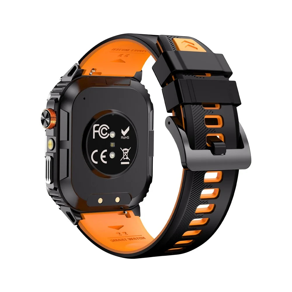 YK12 IP68 Waterproof 2.0 Inch HD Screen Health Monitoring Sports Smart Watch for Android  /  iOS - Orange+Black - 2