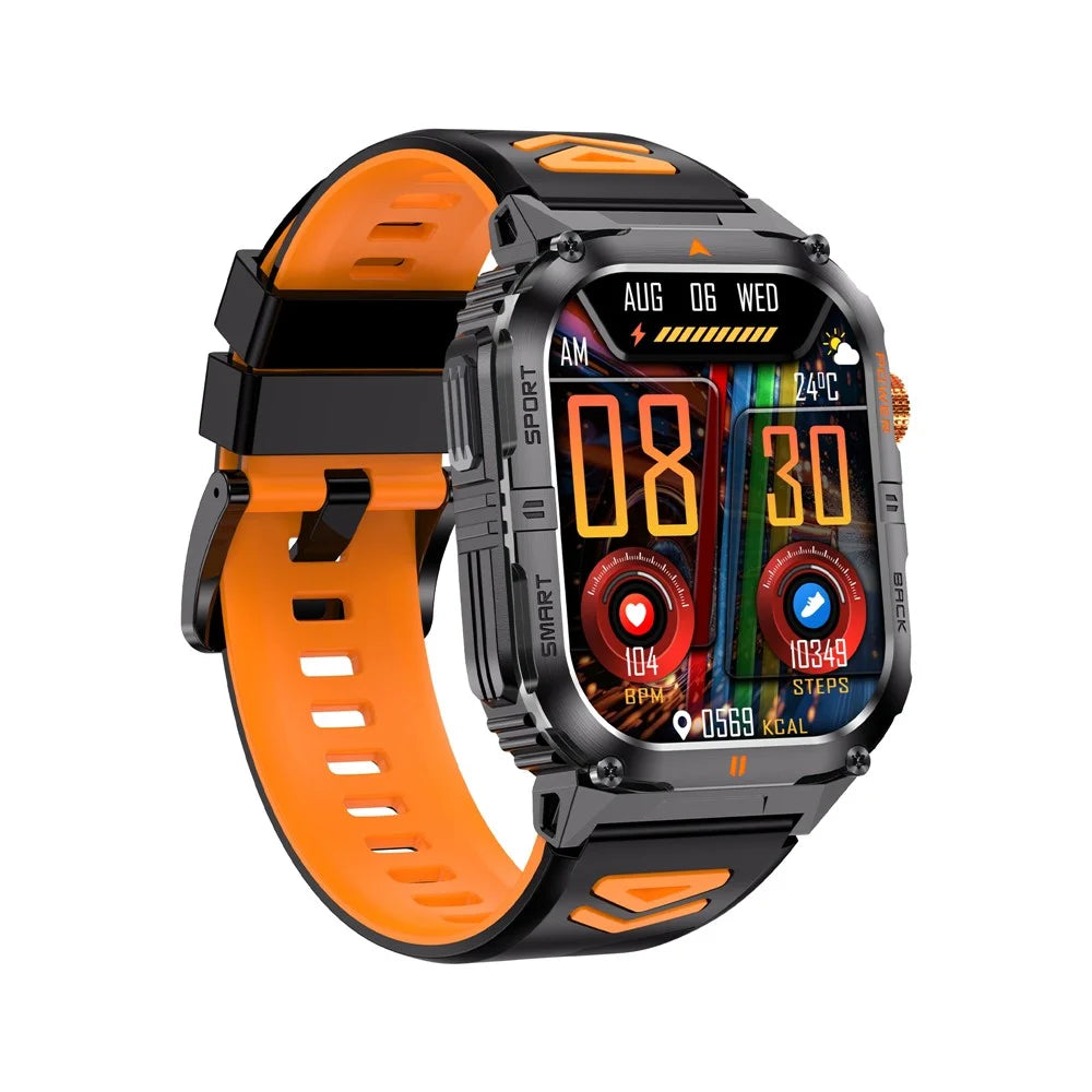 YK12 IP68 Waterproof 2.0 Inch HD Screen Health Monitoring Sports Smart Watch for Android  /  iOS - Orange+Black - 3