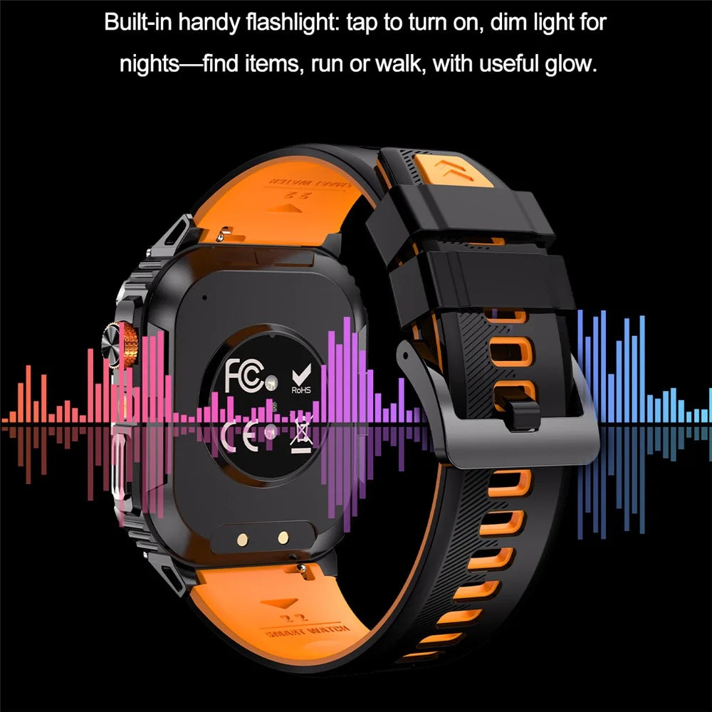YK12 IP68 Waterproof 2.0 Inch HD Screen Health Monitoring Sports Smart Watch for Android  /  iOS - Orange+Black - 5