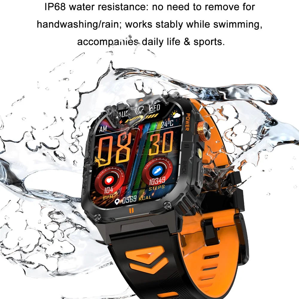 YK12 IP68 Waterproof 2.0 Inch HD Screen Health Monitoring Sports Smart Watch for Android  /  iOS - Orange+Black - 6