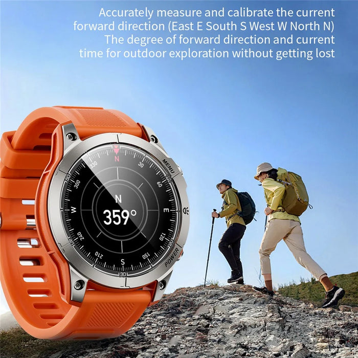 AW45 1.39 Inch Outdoor Sports Smart Watch Bluetooth-compatible Call Health Monitoring Watch with Compass LED Flashlight - Orange - 5