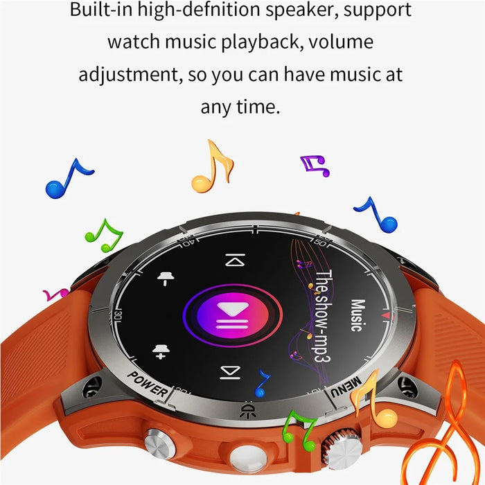 AW45 1.39 Inch Outdoor Sports Smart Watch Bluetooth-compatible Call Health Monitoring Watch with Compass LED Flashlight - Orange - 6