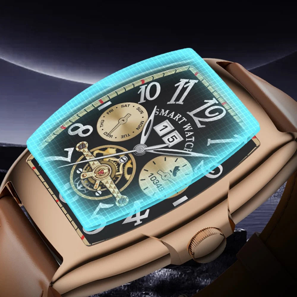AW73 1.77 Inch Multi-Sport Modes Business Smart Watch Health Monitoring Bluetooth-compatible Calling Wristwatch - Gold - 6