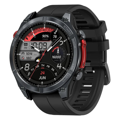 ZEBLAZE Stratos 4 1.43 Inch AMOLED Smart Watch GPS Tracking Sports Bracelet with Flashlight Health Monitoring for Outdoor Activities - Black - 1