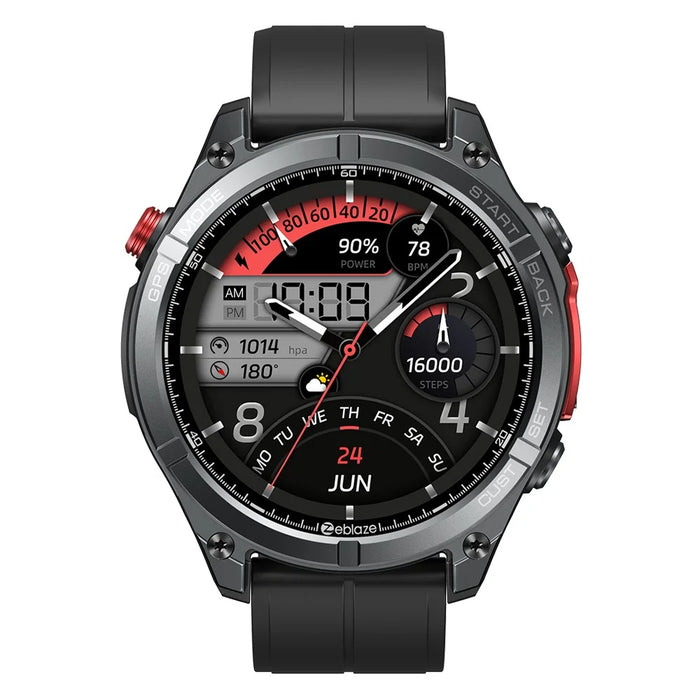 ZEBLAZE Stratos 4 1.43 Inch AMOLED Smart Watch GPS Tracking Sports Bracelet with Flashlight Health Monitoring for Outdoor Activities - Black - 2