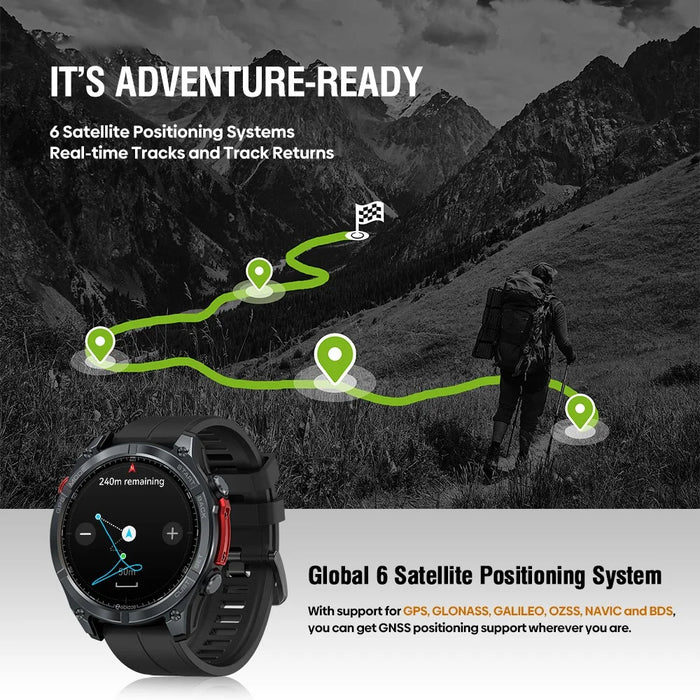 ZEBLAZE Stratos 4 1.43 Inch AMOLED Smart Watch GPS Tracking Sports Bracelet with Flashlight Health Monitoring for Outdoor Activities - Black - 6