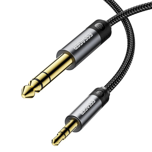 ESSAGER 3.5mm Male to 6.5mm Male Audio Cable 1.2m HD Sound Braided Cable with Gold Plated Connector - Grey - 1