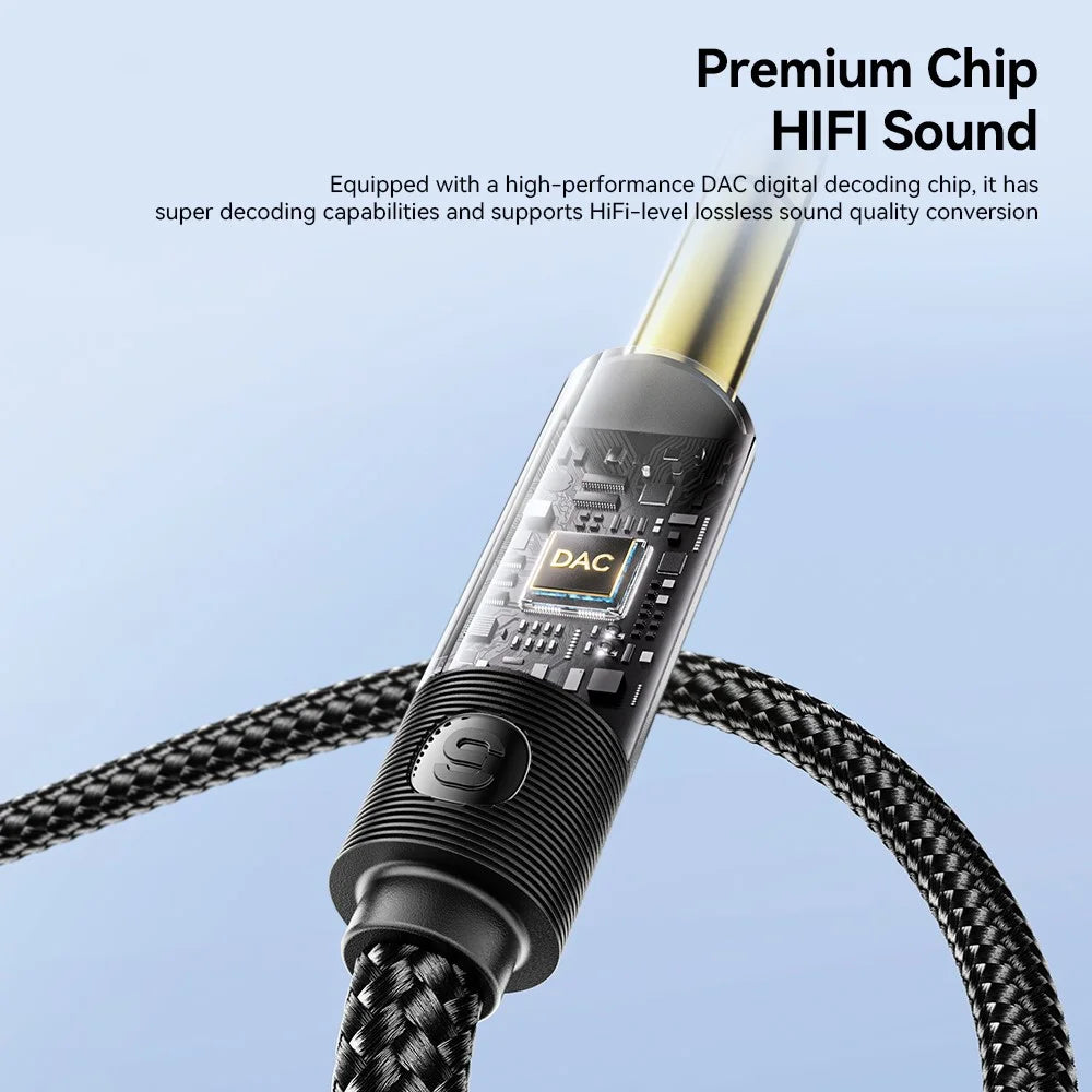 ESSAGER 2m HD Sound Braided Cord 3.5mm Male to 6.5mm Male Audio Adapter Cable with Gold Plated Connector - Grey - 5
