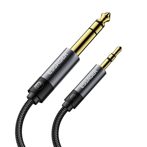 ESSAGER 3m HD Sound Braided Cord 3.5mm Male to 6.5mm Male Audio Adapter Cable with Gold Plated Connector - Grey - 2