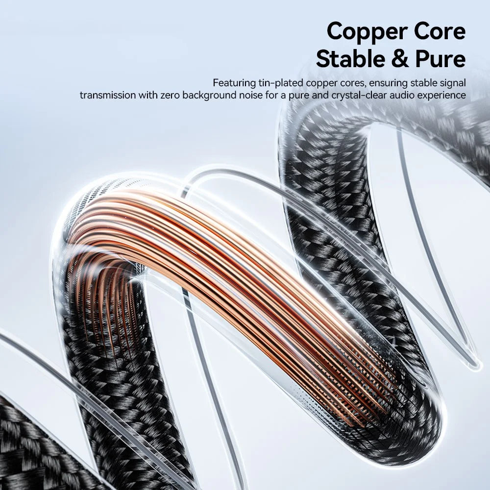 ESSAGER 5m HD Sound Braided Cord 3.5mm Male to 6.5mm Male Audio Adapter Cable with Gold Plated Connector - Grey - 6