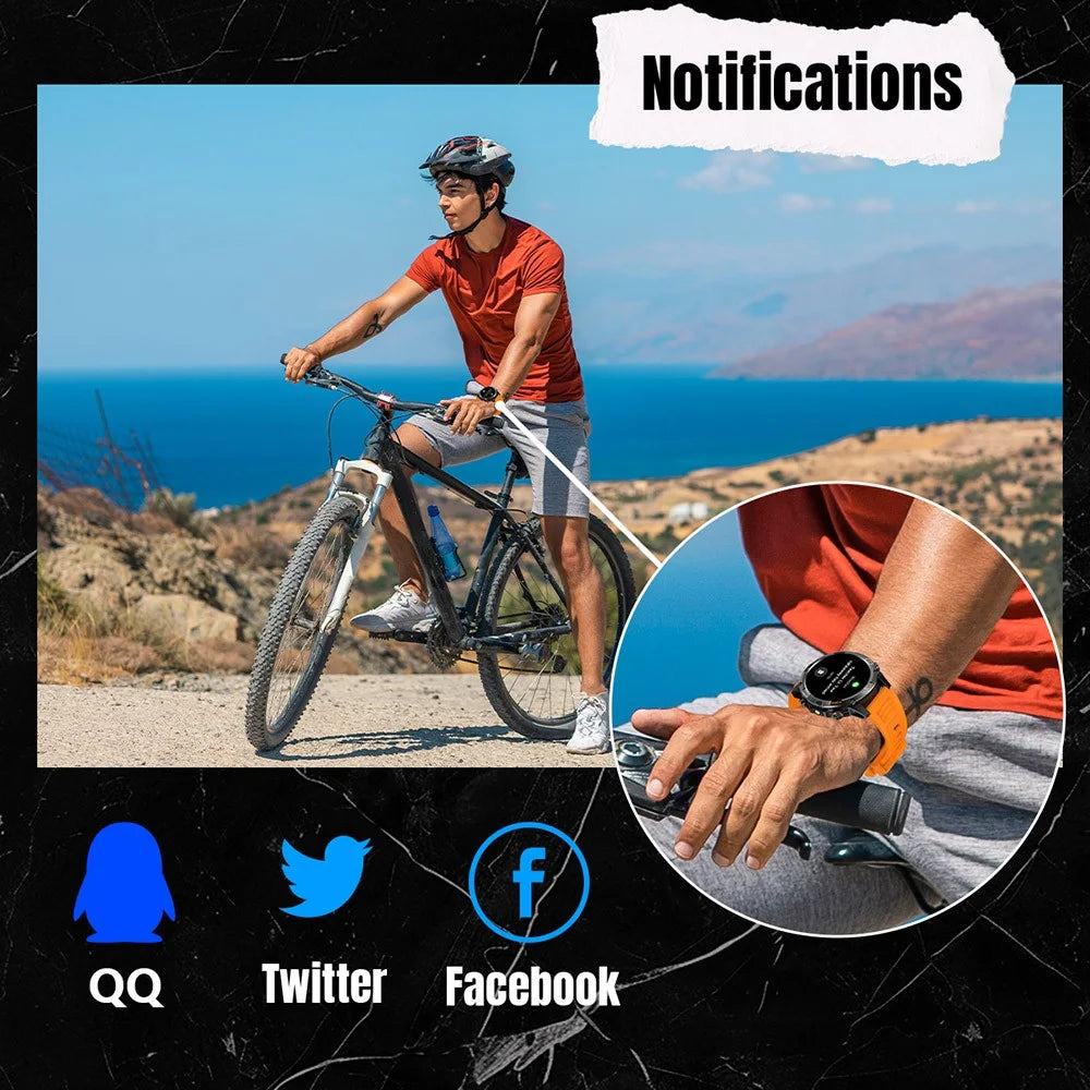 YK15 IP68 Waterproof 1.46 inch HD Screen IP68 Waterproof Smart Watch Bluetooth-Compatible Health Monitoring for Android iOS - Black - 5