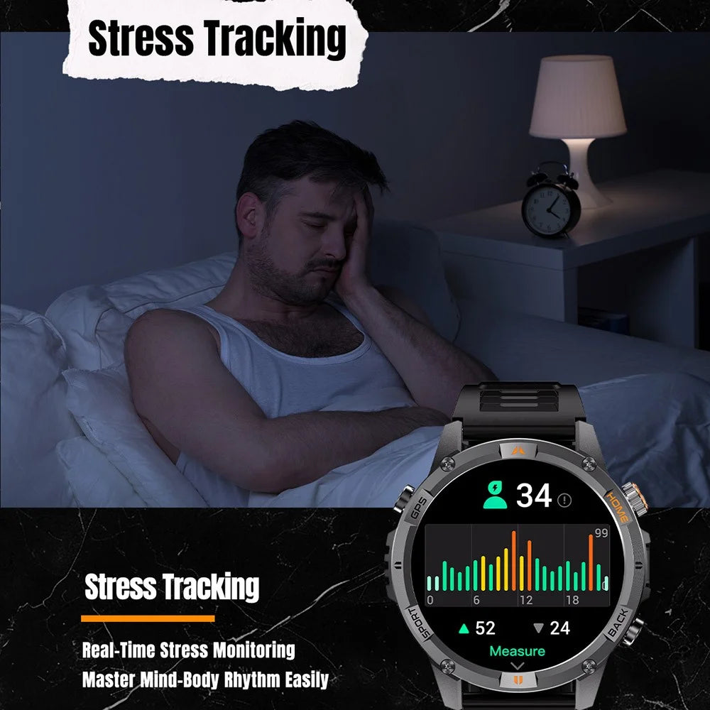 YK15 IP68 Waterproof 1.46 inch HD Screen IP68 Waterproof Smart Watch Bluetooth-Compatible Health Monitoring for Android iOS - Black - 6
