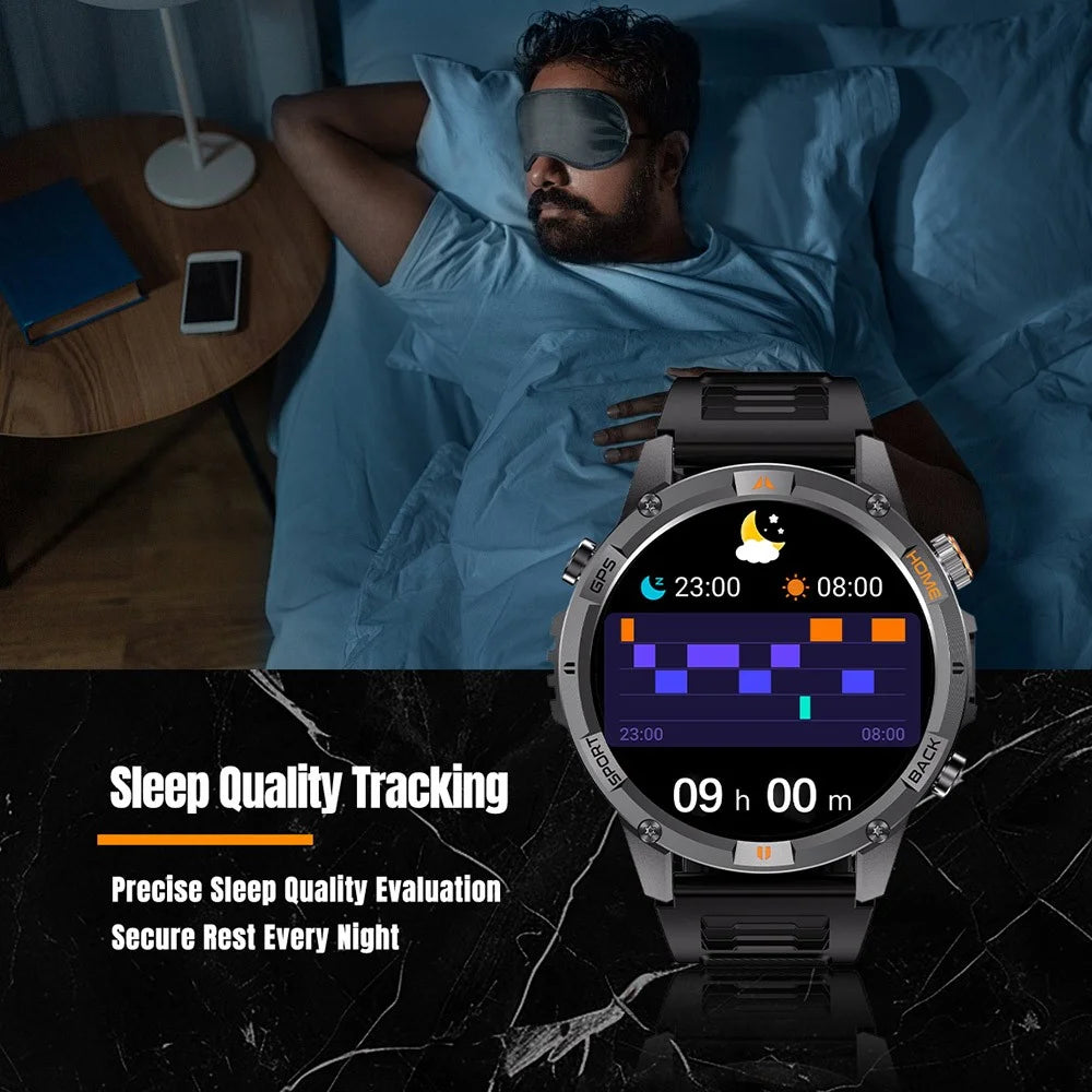 YK15 IP68 Waterproof 1.46 inch HD Screen IP68 Waterproof Smart Watch Bluetooth-Compatible Health Monitoring for Android iOS - Black - 7