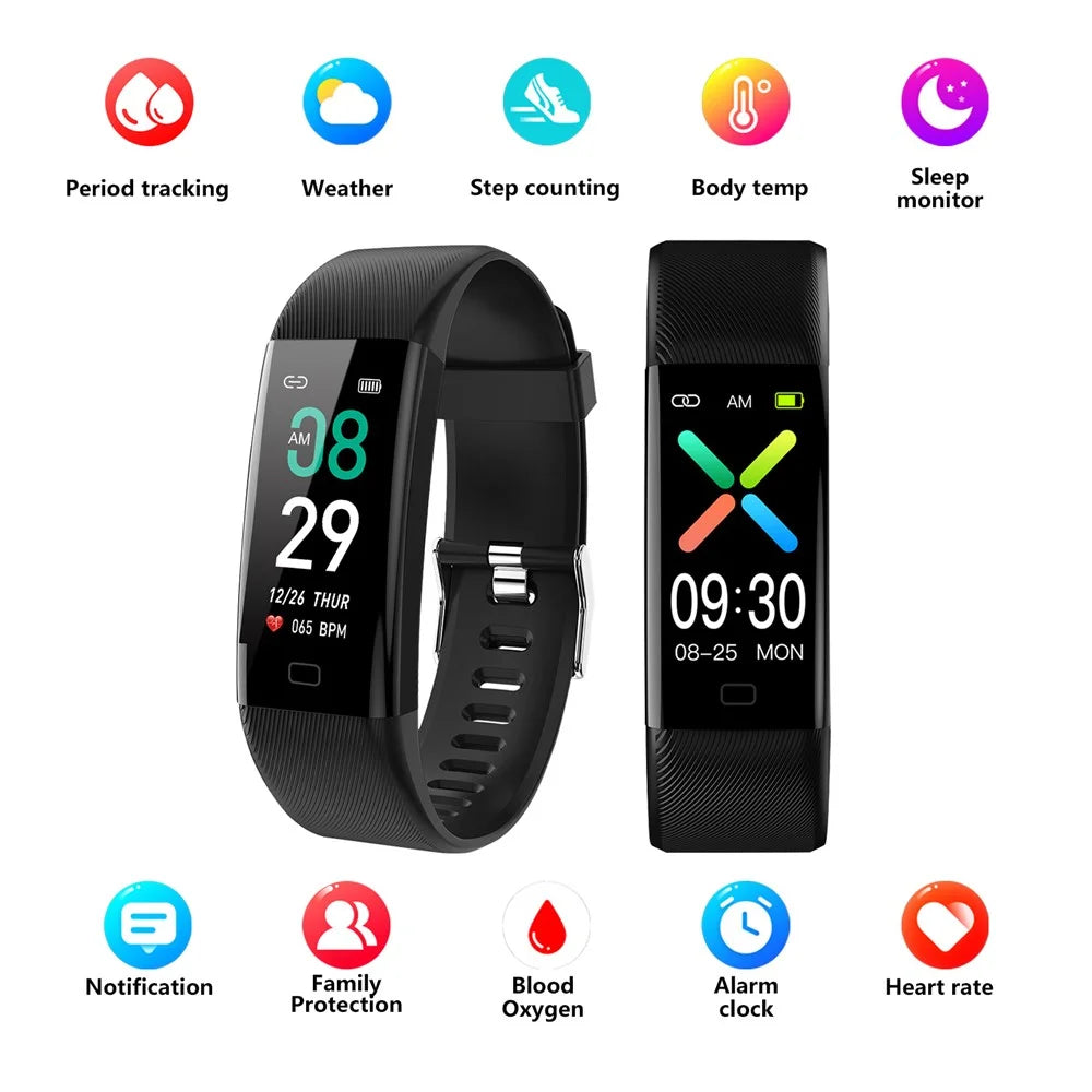 F71 Smart Bracelet Blood Pressure Heart Rate Temperature Pulse Oximeter Pedometer Fitness Tracker - Black - 5