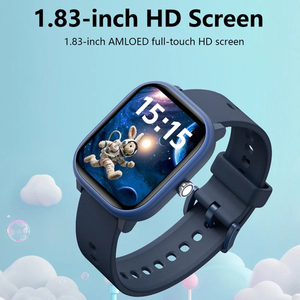 W96 For Kids Smart Watch 1.83 Inch Large HD Screen 100+ Sports Modes Heart Rate Sleep Monitor - Black - 5