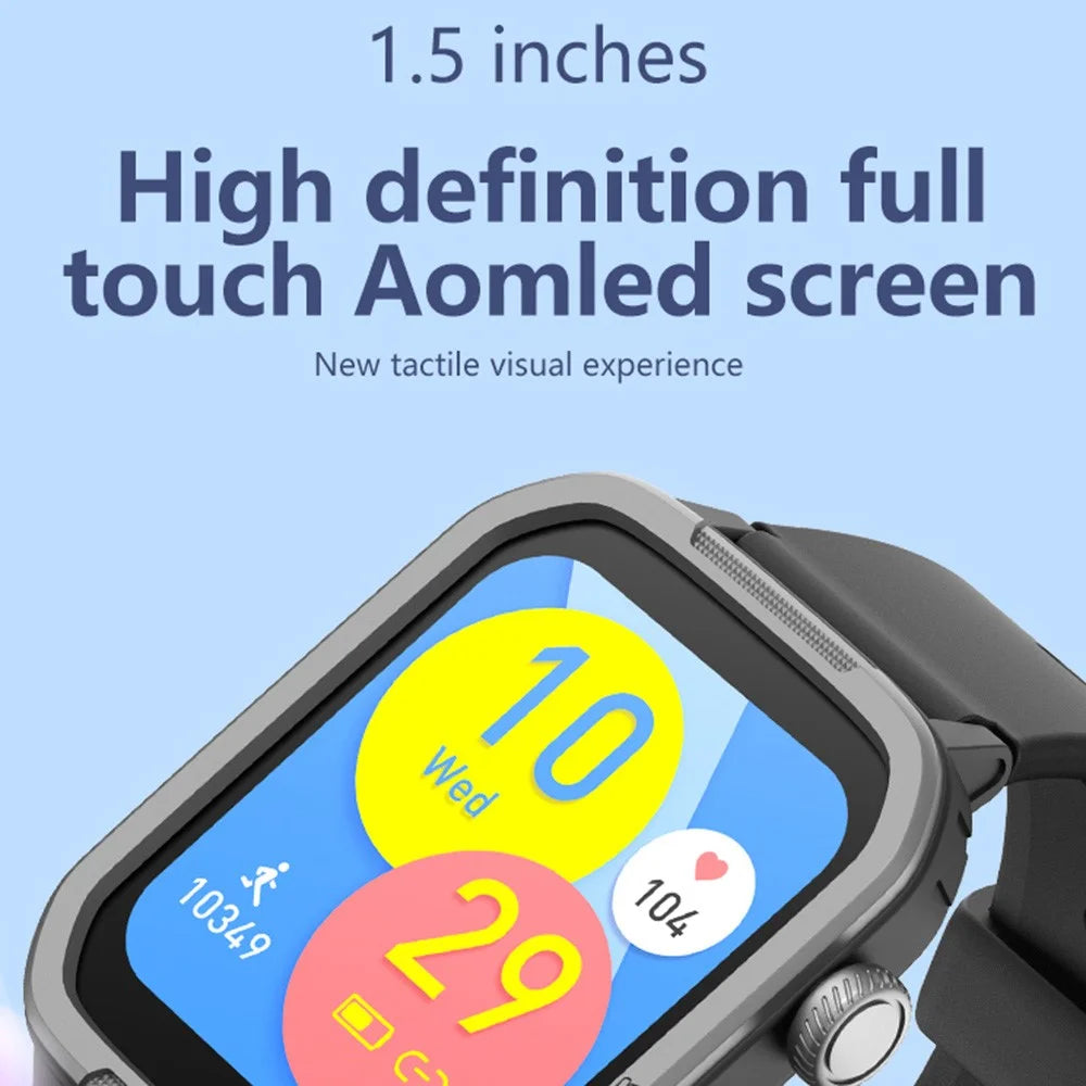 H96 For Kids Smart Watch Waterproof 1.5 Inch Large Screen Heart Rate Sleep Monitoring Wristwatch - Black - 6