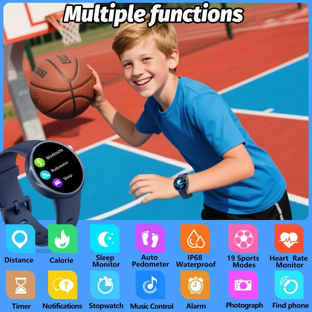 H39L For Kids Smart Watch 1.09 Inch Round AMOLED Screen Customizable UI Heart Rate Sleep Health Monitor - Black - 5