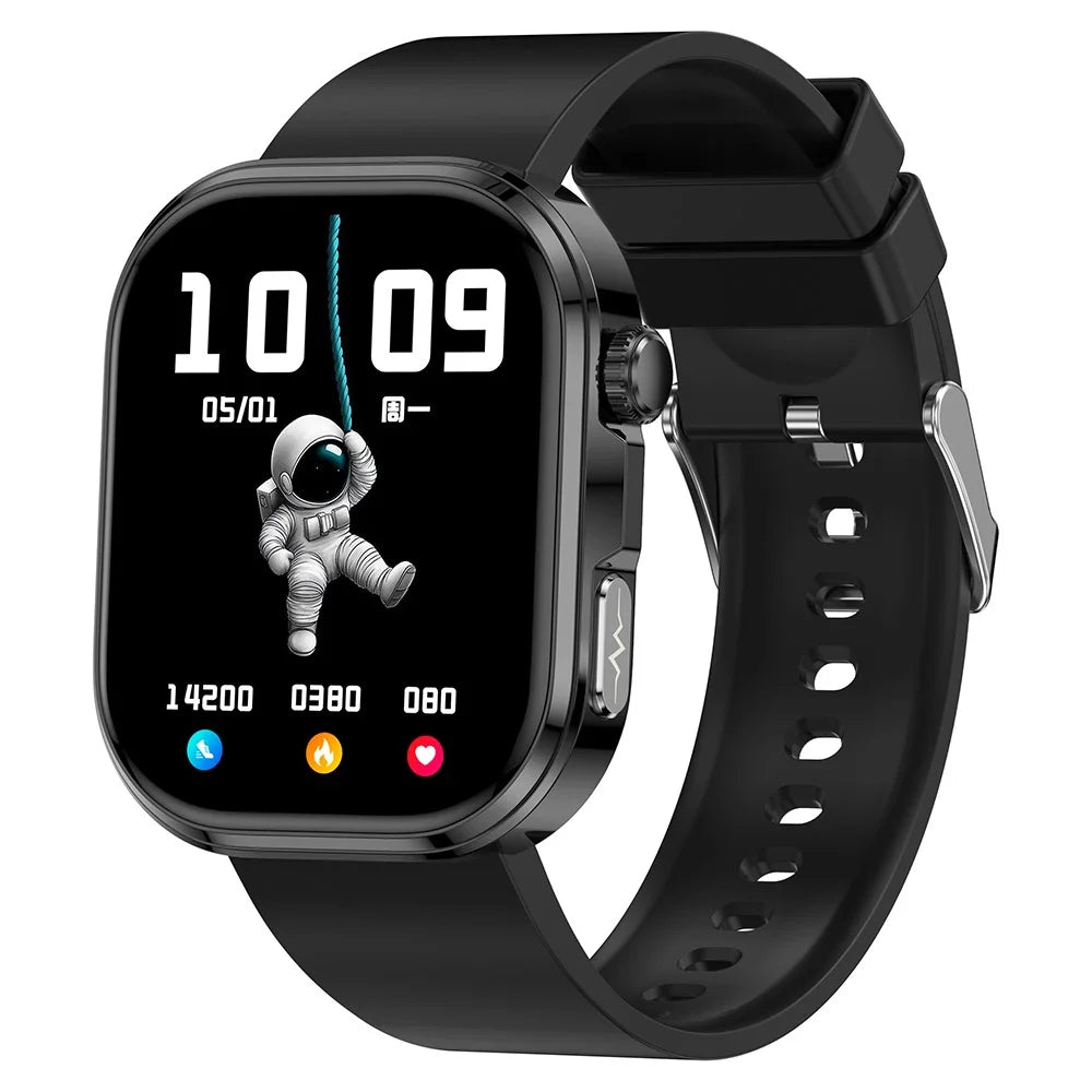 GE52 Smart Watch 1.88 Inch HD Screen ECG Heart Health Monitor Bluetooth-compatible Calling Fitness Tracker - Black Silicone Strap - 1