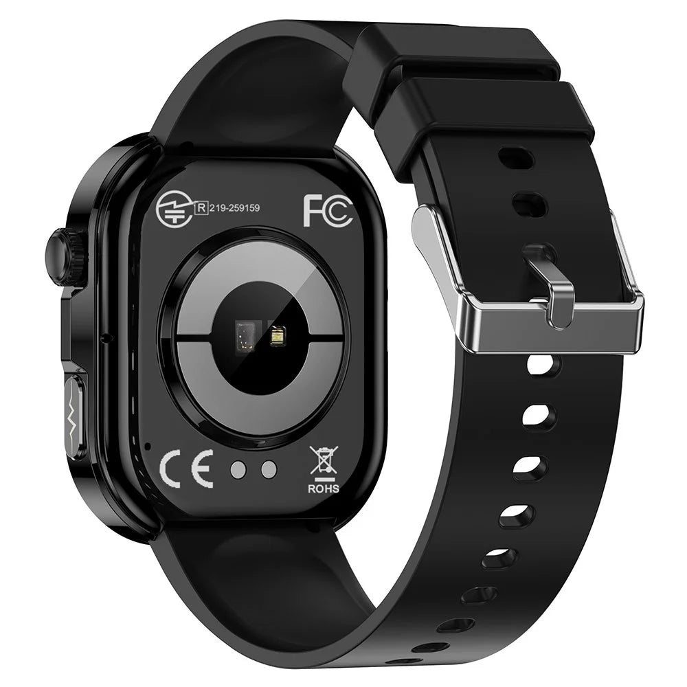 GE52 Smart Watch 1.88 Inch HD Screen ECG Heart Health Monitor Bluetooth-compatible Calling Fitness Tracker - Black Silicone Strap - 2