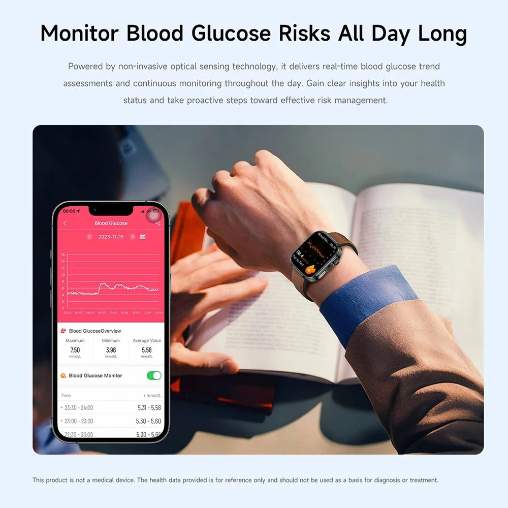 GE52 Smart Watch 1.88 Inch HD Screen ECG Heart Health Monitor Bluetooth-compatible Calling Fitness Tracker - Black Silicone Strap - 6