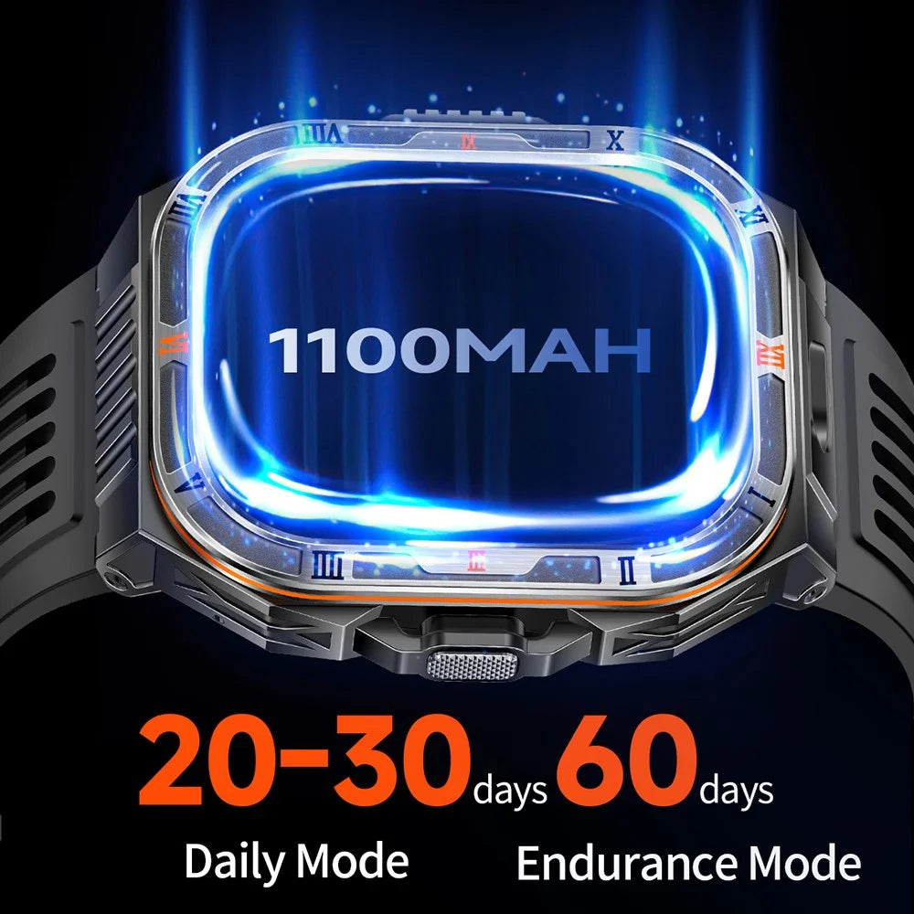 HT38 2.01 Inch IPS Screen Smart Watch for Outdoor Sports IP68 Waterproof Health Monitor Bluetooth-compatible Calling Wristwatch - Black+Orange - 4