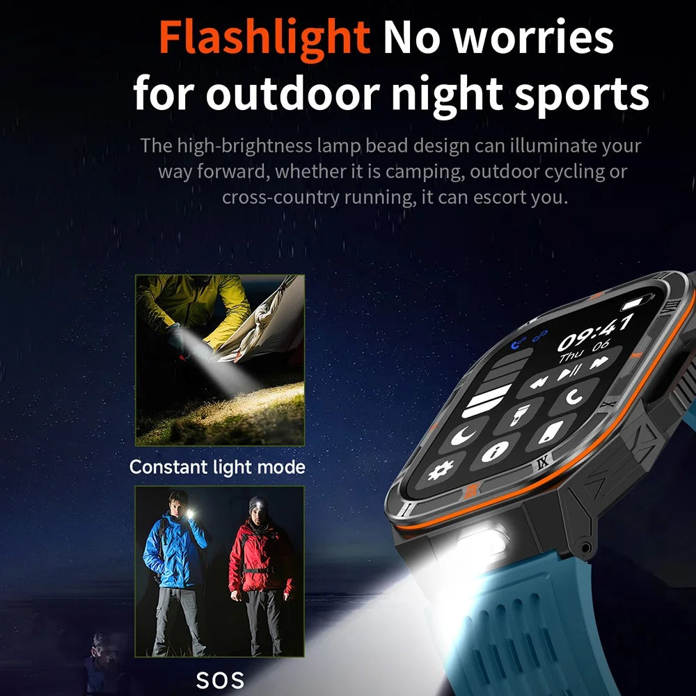 HT38 2.01 Inch IPS Screen Smart Watch for Outdoor Sports IP68 Waterproof Health Monitor Bluetooth-compatible Calling Wristwatch - Black+Orange - 5