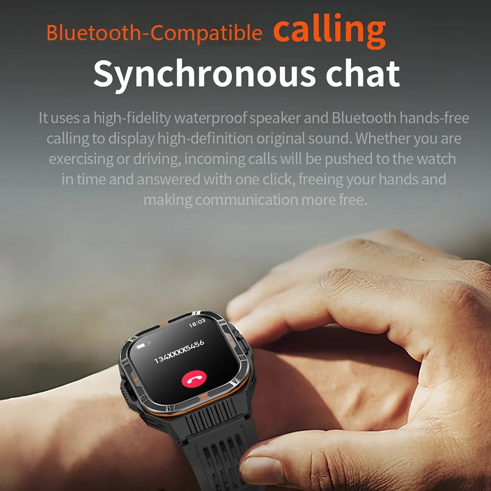 HT38 2.01 Inch IPS Screen Smart Watch for Outdoor Sports IP68 Waterproof Health Monitor Bluetooth-compatible Calling Wristwatch - Black+Orange - 7