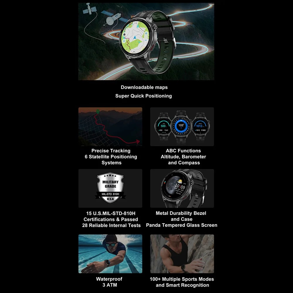 DTG6 1.43 Inch AMOLED HD Screen Smartwatch Bluetooth-compatible Call Health Monitor Wristwatch for Android  /  iOS, 4GB Memory - Black - 4