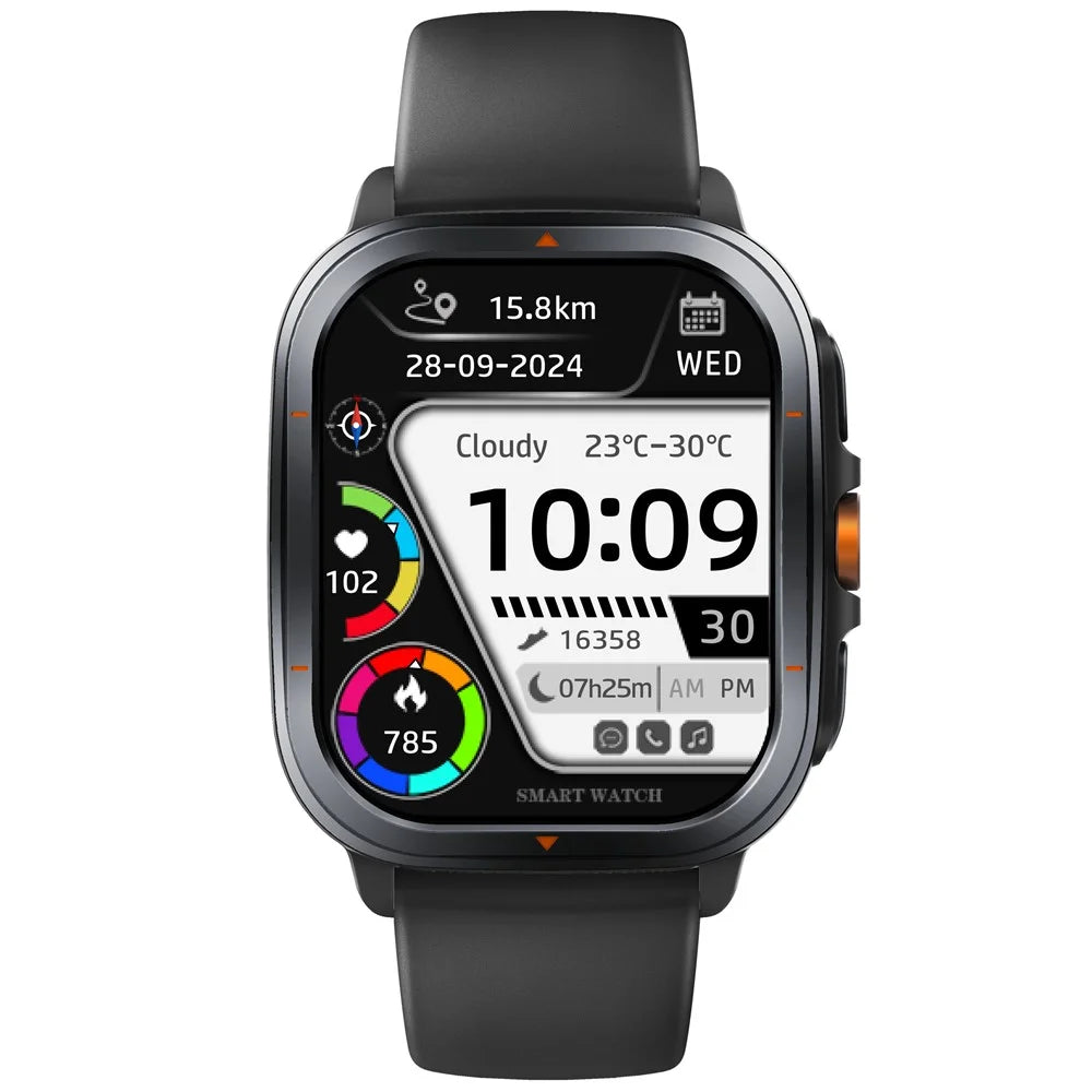 TS500 2.01 Inch IPS Screen Sports  Smartwatch Health Monitor Bluetooth-compatible Calling Wristwatch with Compass Altimeter Barometer - Black - 2