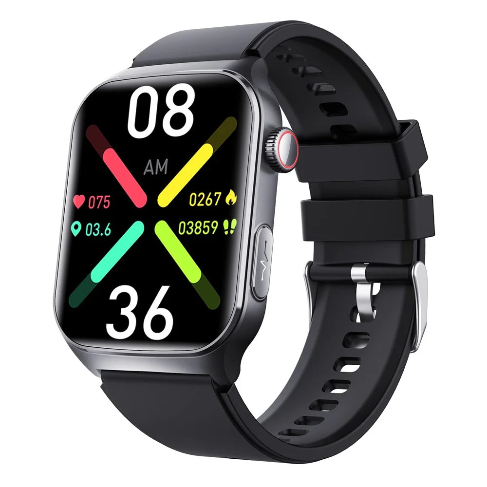 F320 Smart Watch ECG PPG Health Monitor Heart Rate Blood Pressure SOS Fall Detection Watch - Black Silicone - 1
