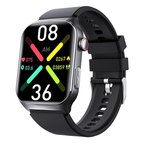 F320 Smart Watch ECG PPG Health Monitor Heart Rate Blood Pressure SOS Fall Detection Watch - Black Silicone - 1