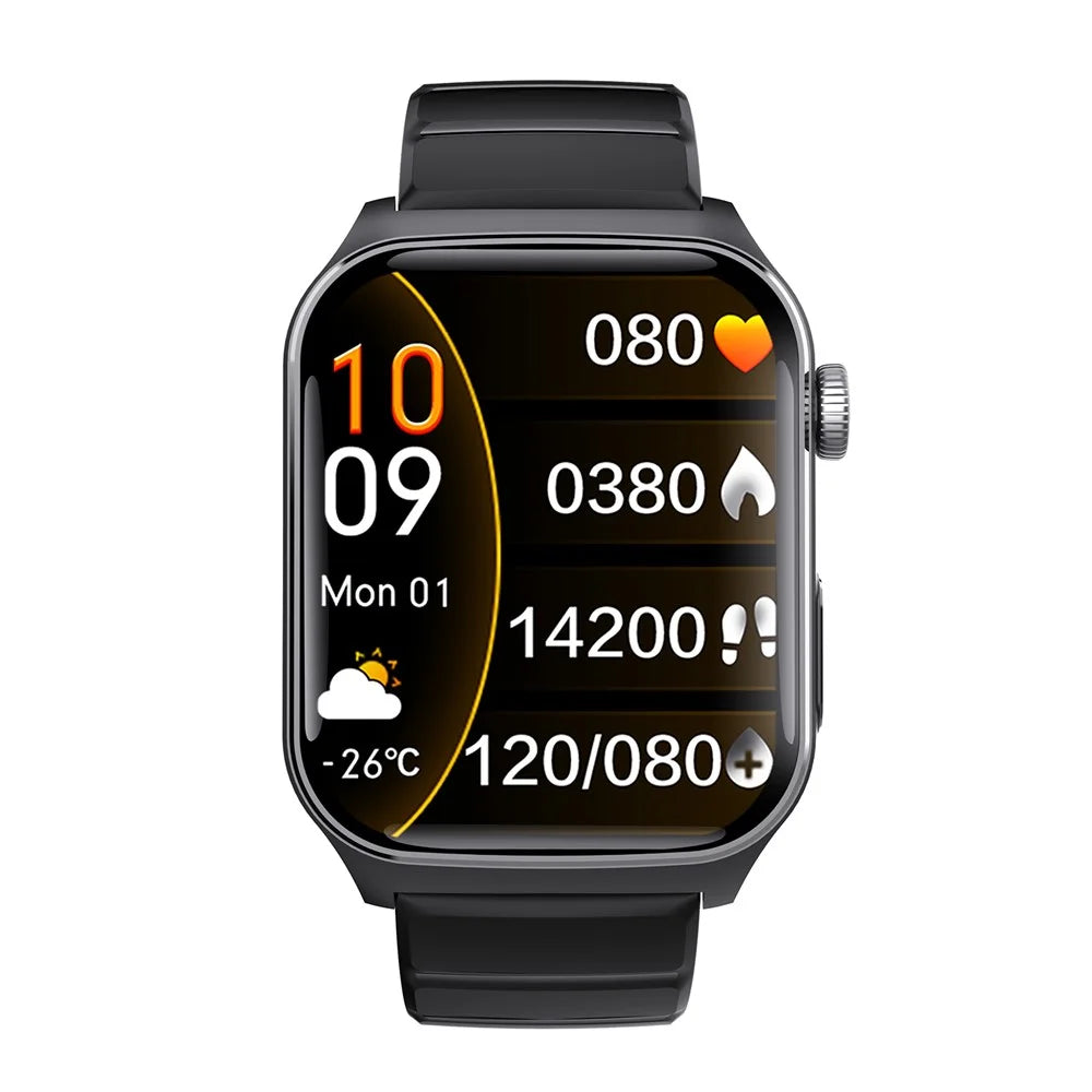 F320 Smart Watch ECG PPG Health Monitor Heart Rate Blood Pressure SOS Fall Detection Watch - Black Silicone - 5