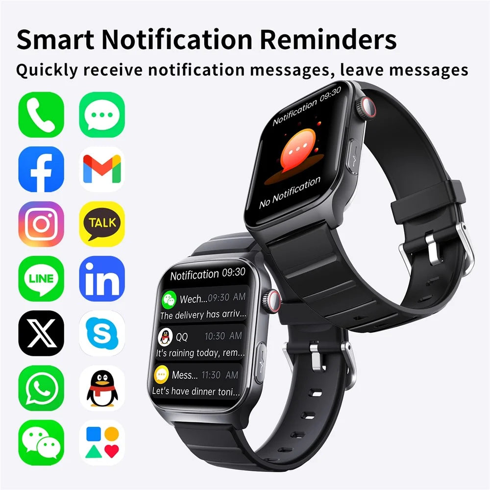 F320 Smart Watch ECG PPG Health Monitor Heart Rate Blood Pressure SOS Fall Detection Watch - Black Silicone - 7