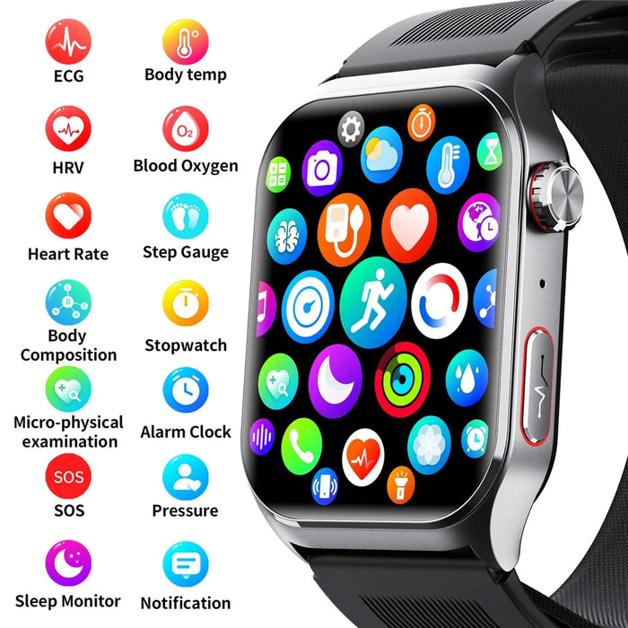 F520 Air Pump Blood Pressure Smart Watch Heart Rate Sleep Monitor Watch with SOS Fall Alarm Voice Broadcast - Black - 4