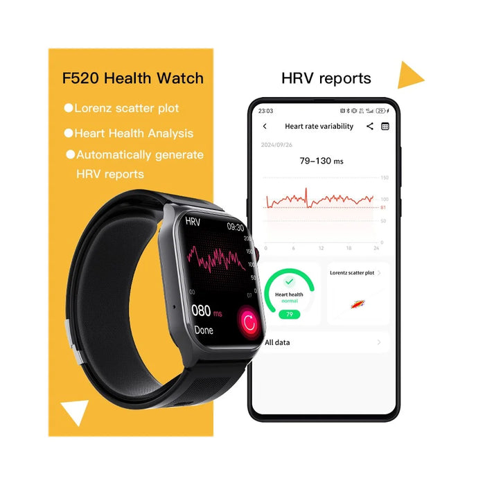 F520 Air Pump Blood Pressure Smart Watch Heart Rate Sleep Monitor Watch with SOS Fall Alarm Voice Broadcast - Black - 6