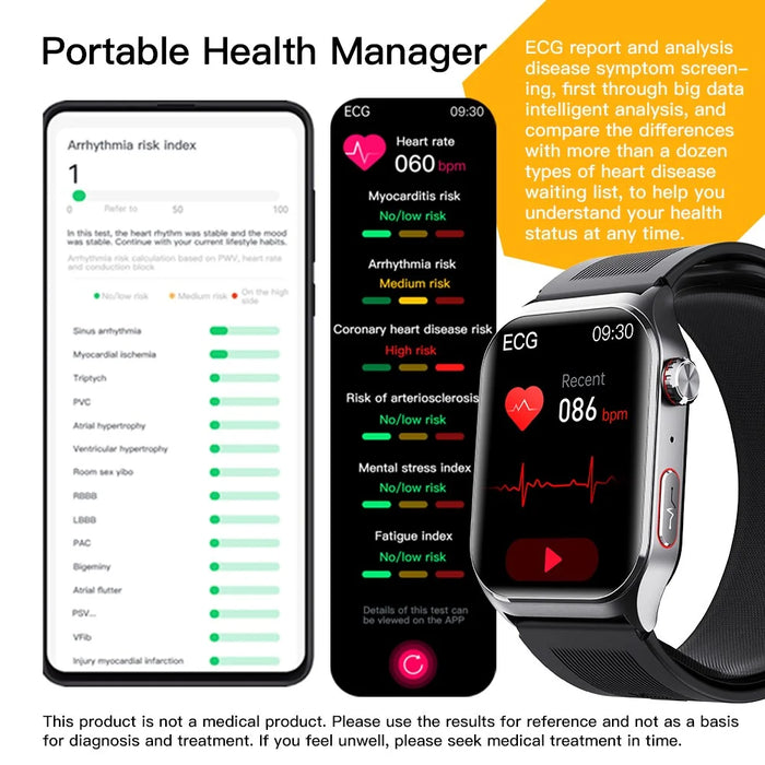 F520 Air Pump Blood Pressure Smart Watch Heart Rate Sleep Monitor Watch with SOS Fall Alarm Voice Broadcast - Black - 7