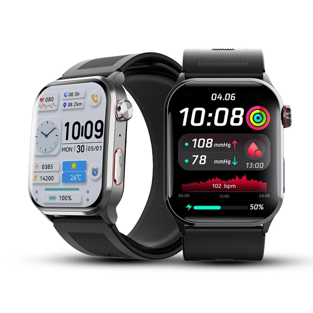 F530 Air Pump Blood Pressure Smart Watch ECG Monitor Watch Heart Rate Sleep Tracker with SOS Fall Alarm Micro Health Check - Black - 1