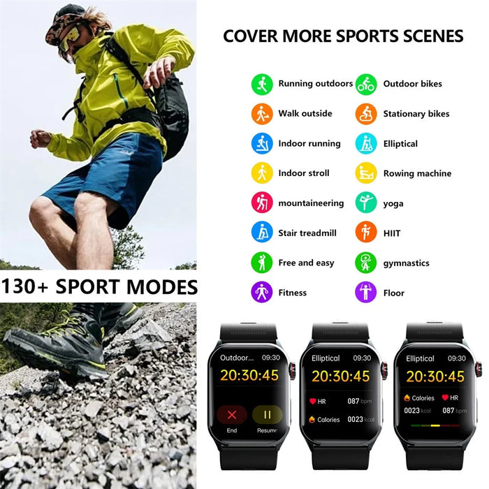 F530 Air Pump Blood Pressure Smart Watch ECG Monitor Watch Heart Rate Sleep Tracker with SOS Fall Alarm Micro Health Check - Black - 2