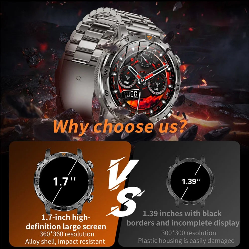 AK91 1.7 Inch HD Screen Smart Watch Bluetooth-compatible Calling Outdoor Sports Watch with Pedometer Flashlight - Black - 5
