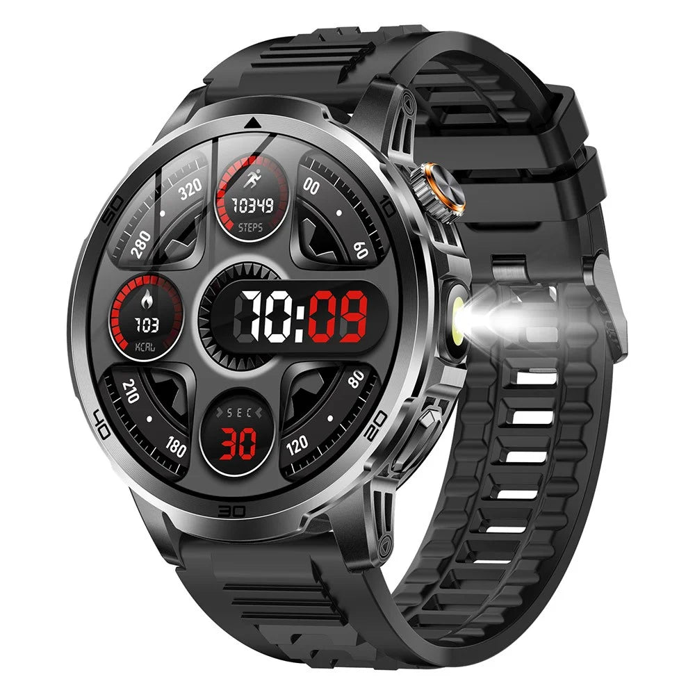 AK95 Multi-Functional Smart Watch Bluetooth-Compatible IP68 Waterproof Sports Watch with Heart Rate Monitor - Black + Silicone Strap - 1