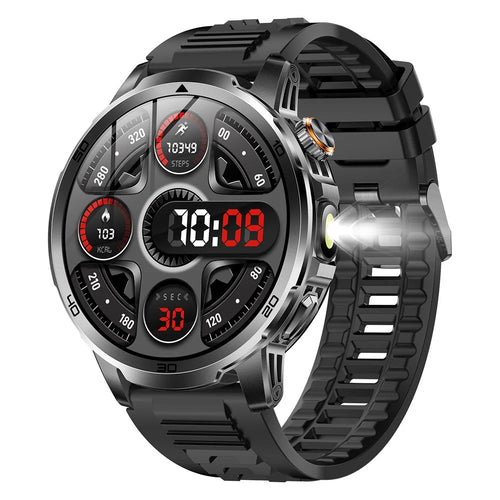 AK95 Multi-Functional Smart Watch Bluetooth-Compatible IP68 Waterproof Sports Watch with Heart Rate Monitor - Black + Silicone Strap - 1