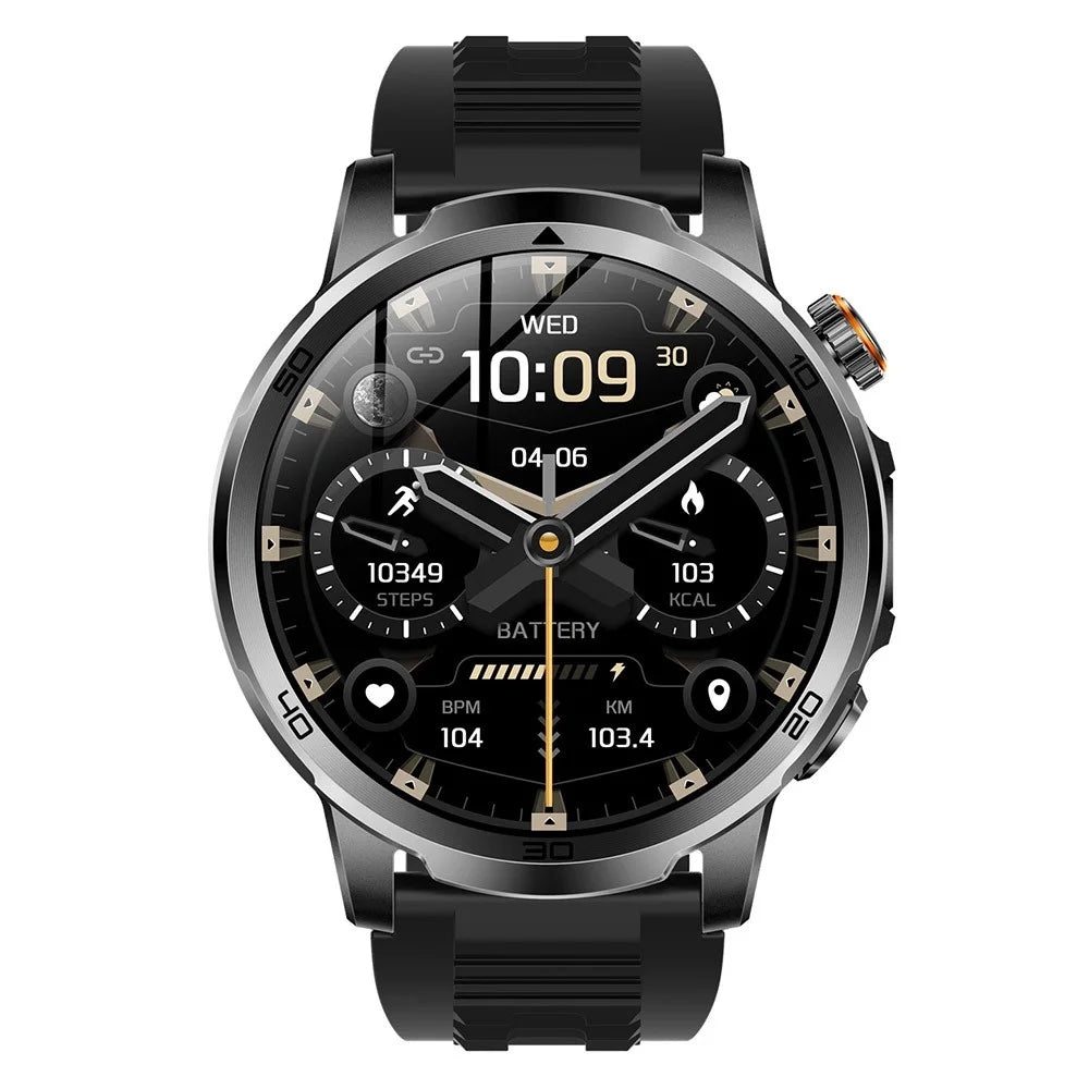 AK95 Multi-Functional Smart Watch Bluetooth-Compatible IP68 Waterproof Sports Watch with Heart Rate Monitor - Black + Silicone Strap - 2