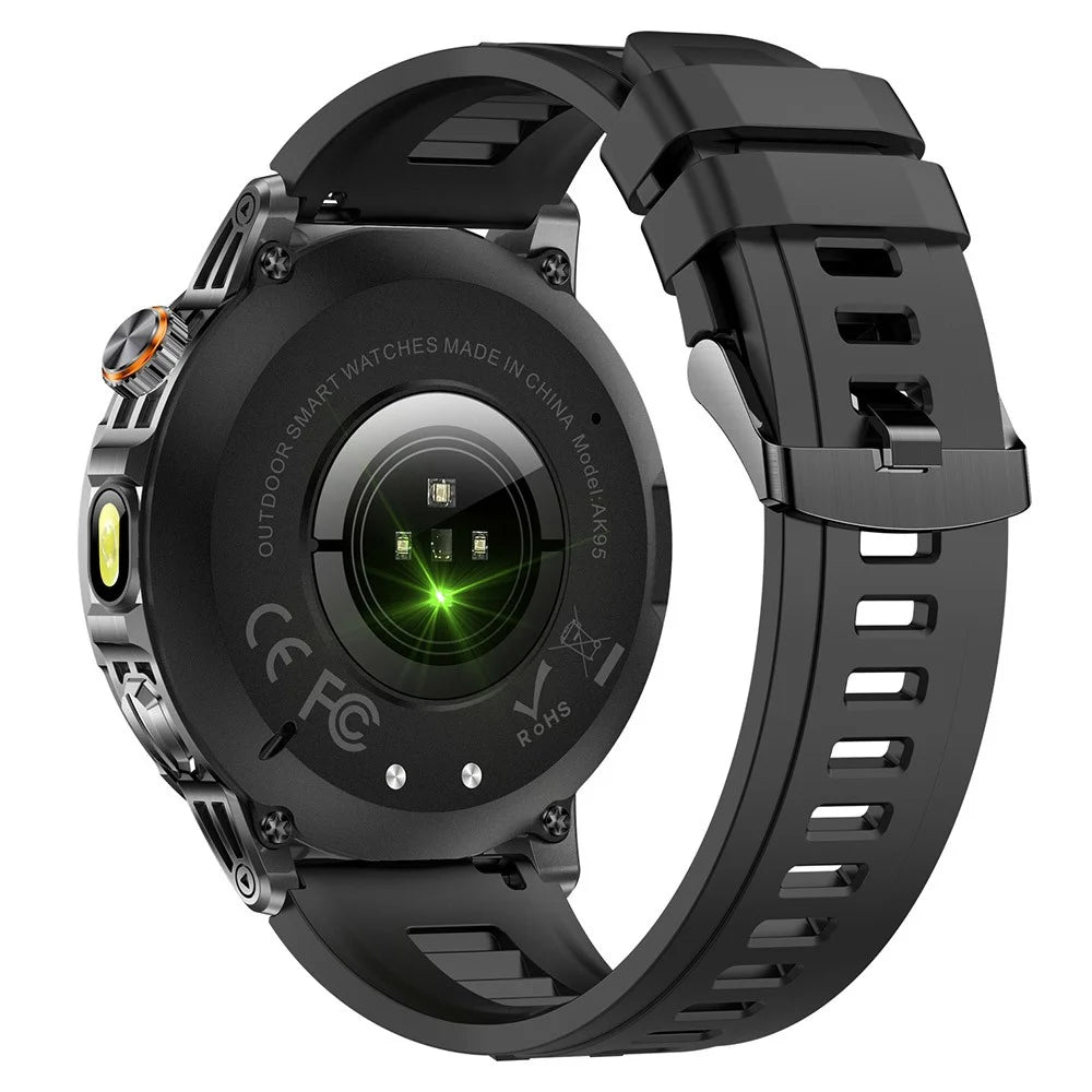 AK95 Multi-Functional Smart Watch Bluetooth-Compatible IP68 Waterproof Sports Watch with Heart Rate Monitor - Black + Silicone Strap - 3