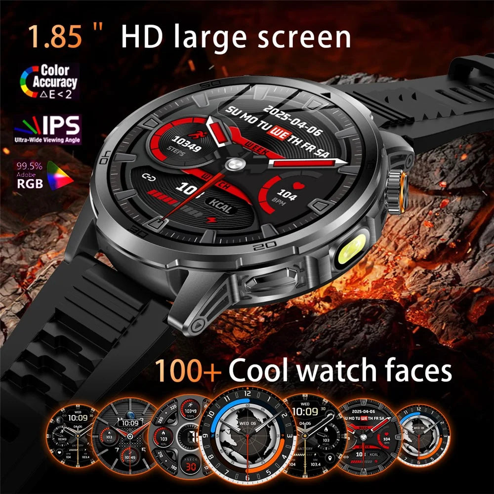 AK95 Multi-Functional Smart Watch Bluetooth-Compatible IP68 Waterproof Sports Watch with Heart Rate Monitor - Black + Silicone Strap - 6