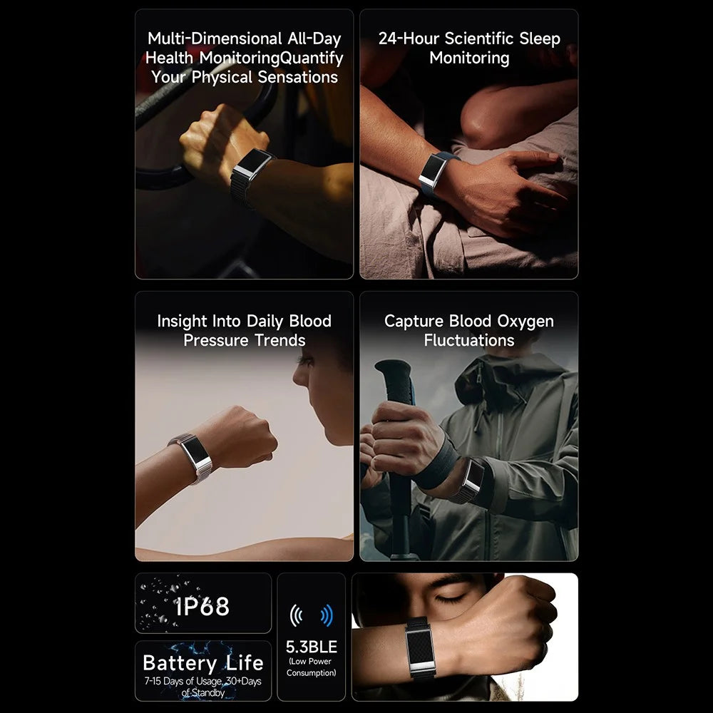 E900 Screenless Fitness Smart Watch ECG Heart Rate Monitor Blood Oxygen Tracker Sports Bracelet - Woven Strap / Black - 5