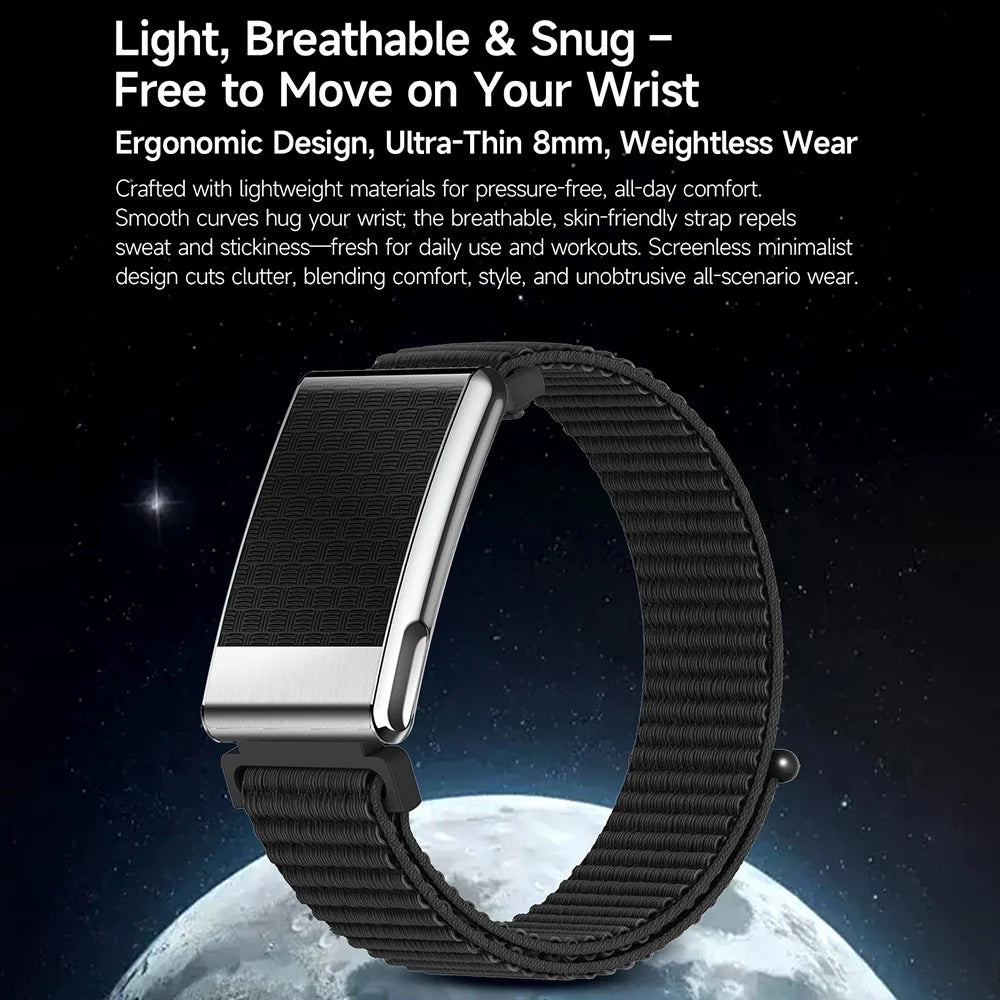 E900 Screenless Fitness Smart Watch ECG Heart Rate Monitor Blood Oxygen Tracker Sports Bracelet - Woven Strap / Black - 6