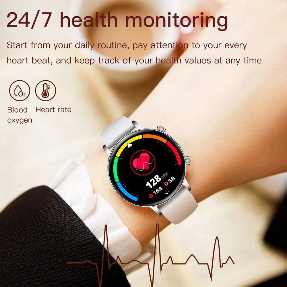 MK96 Leather Strap Smart Watch 1.32 Inch AMOLED Screen Women Health Monitor Bluetooth-compatible Calling Wristwatch - Red - 4