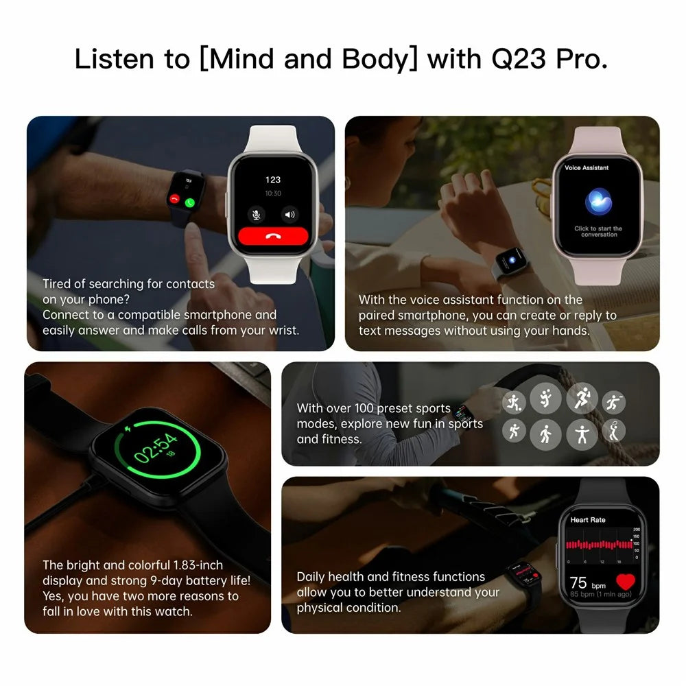 Q23Pro 1.83 Inch TFT Color Screen Bluetooth-compatible Smart Watch Health Monitor Fitness Tracker for Android / iOS - Pink - 4
